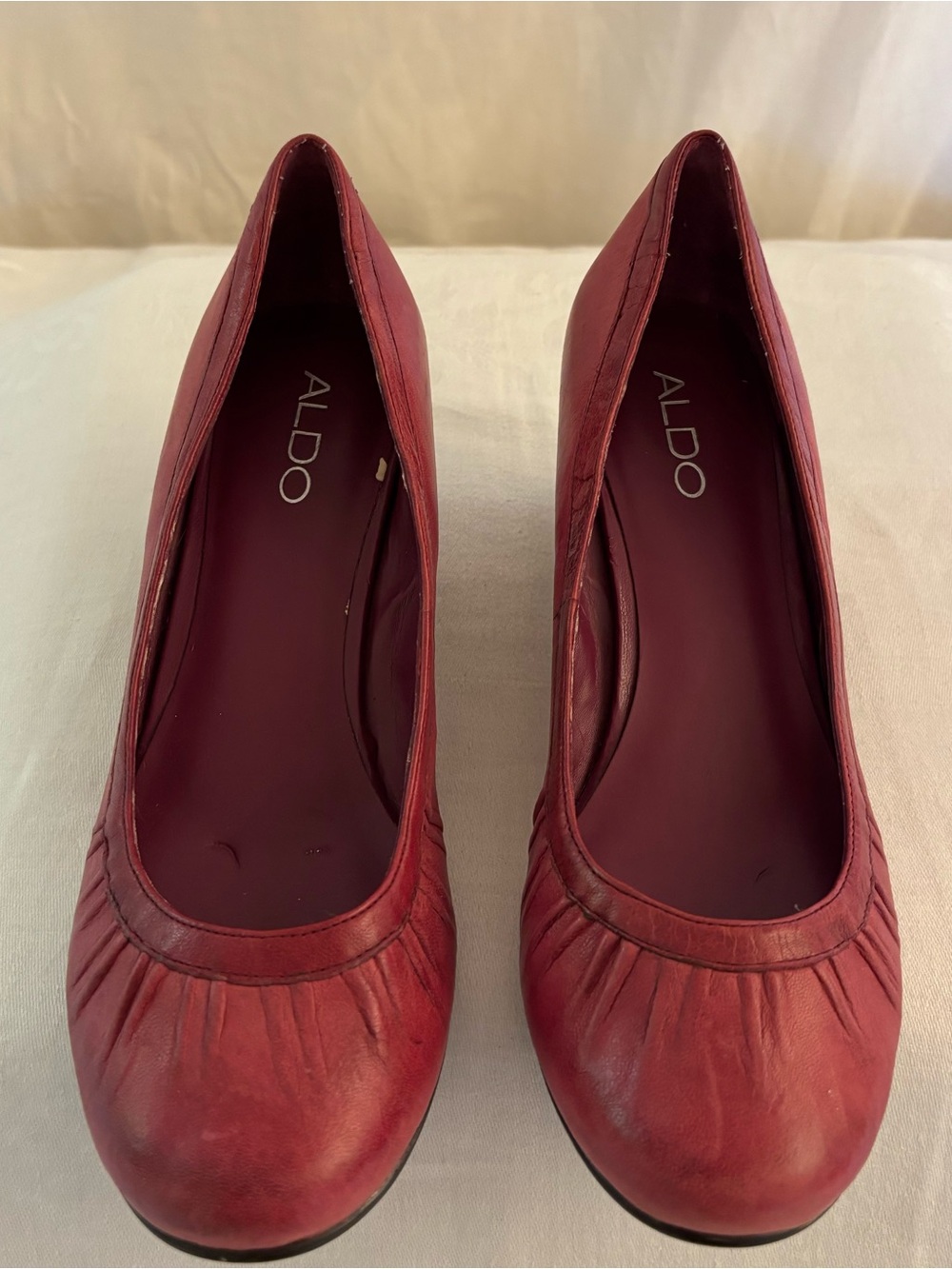 Aldo Oxblood Leather Wedge Heels Size 8 Dark Academia Classic Officecore